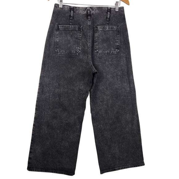 Zara Baggy Wide Jeans Women’s SZ 10 Black Wide Leg Crop Denim High Rise Cotton - Picture 2 of 14